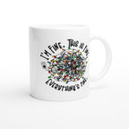 Tangled Christmas Lights, I'm Fine, This Is Fine, Everything's Fine - White 11oz Ceramic Mug Christmas Mug Christmas Globally Fulfilled