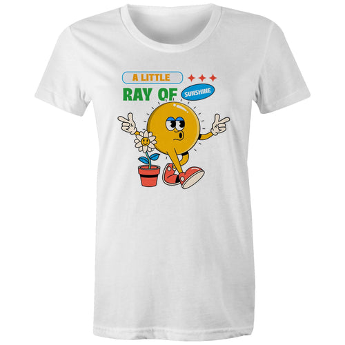 A Little Ray Of Sunshine - Womens T-shirt White Womens T-shirt Positivity Printed In Australia