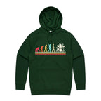 Drummer Evolution - Mens Hoodie Forest Green Mens Hoodie Music Printed In Australia