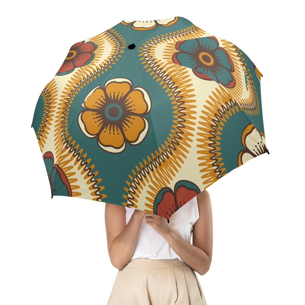 Vintage Floral - Semi-Automatic Foldable Umbrella (Model U12) Semi-Automatic Foldable Umbrella (U12)