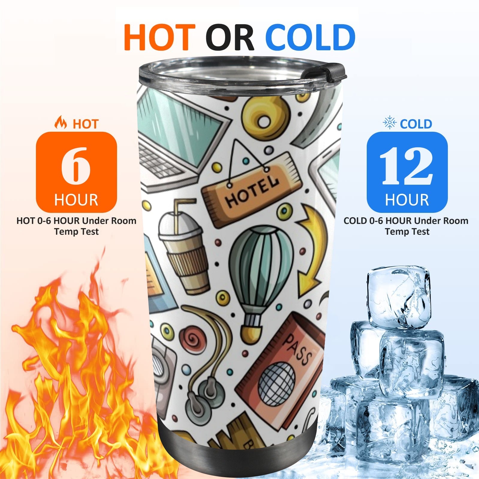 Travel Montage - 20oz Mobile Tumbler with Lid (Black Lock)