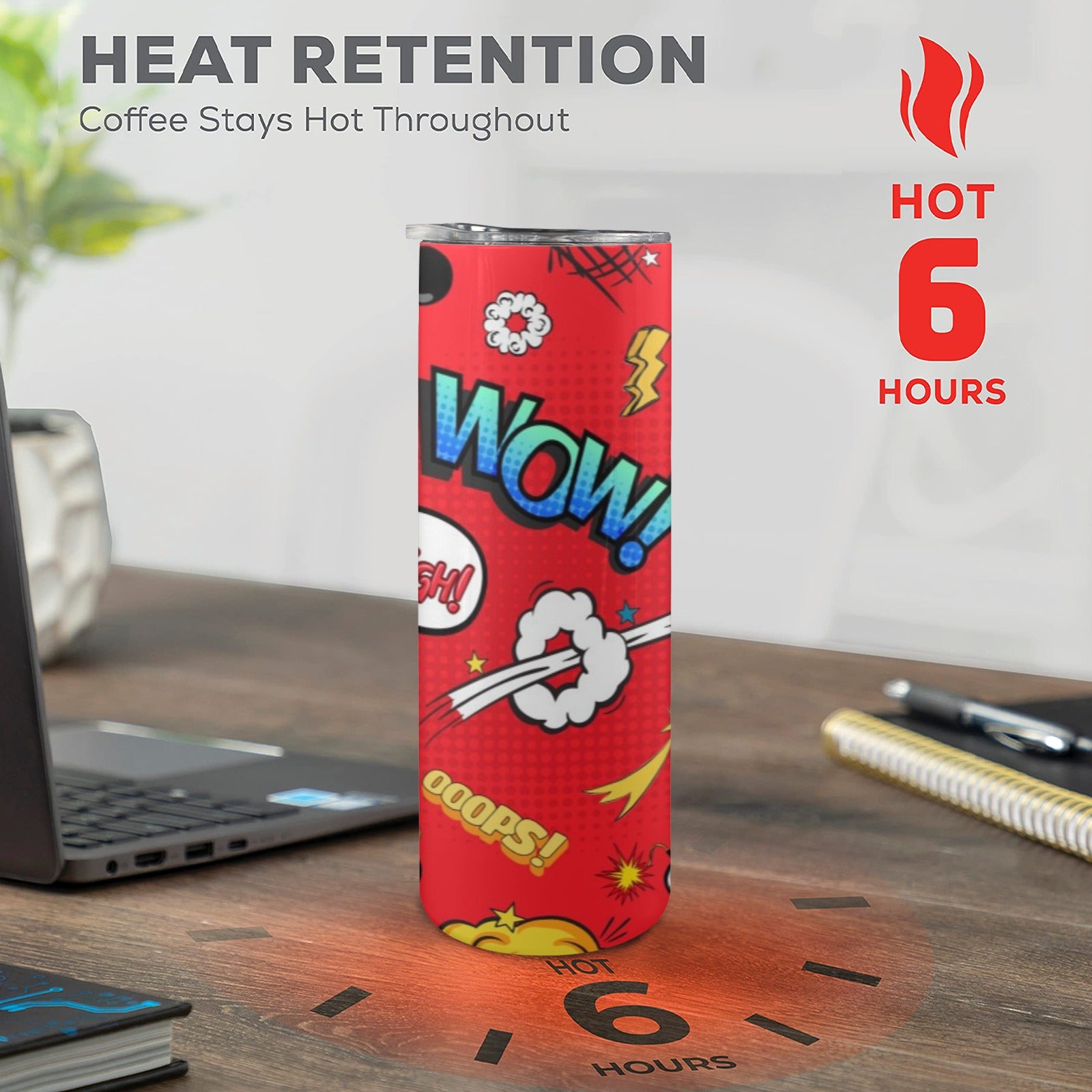 Comic Book Red - 20oz Tall Skinny Tumbler with Lid and Straw