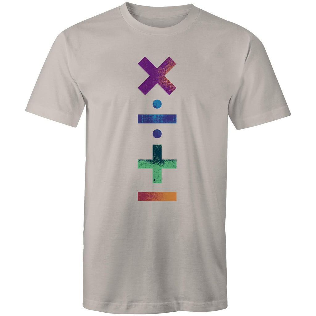 Math Symbols - Mens T-Shirt Light Grey Mens T-shirt Maths Printed In Australia