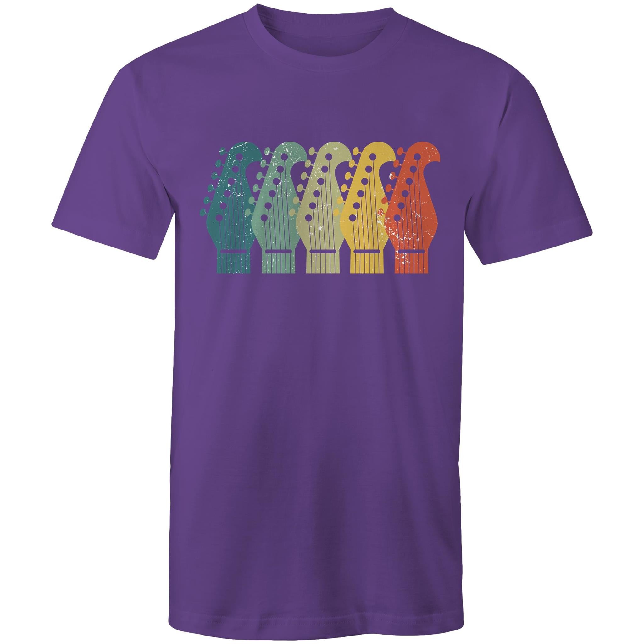 Guitar Headstocks - Mens T-Shirt Purple Mens T-shirt Music Printed In Australia