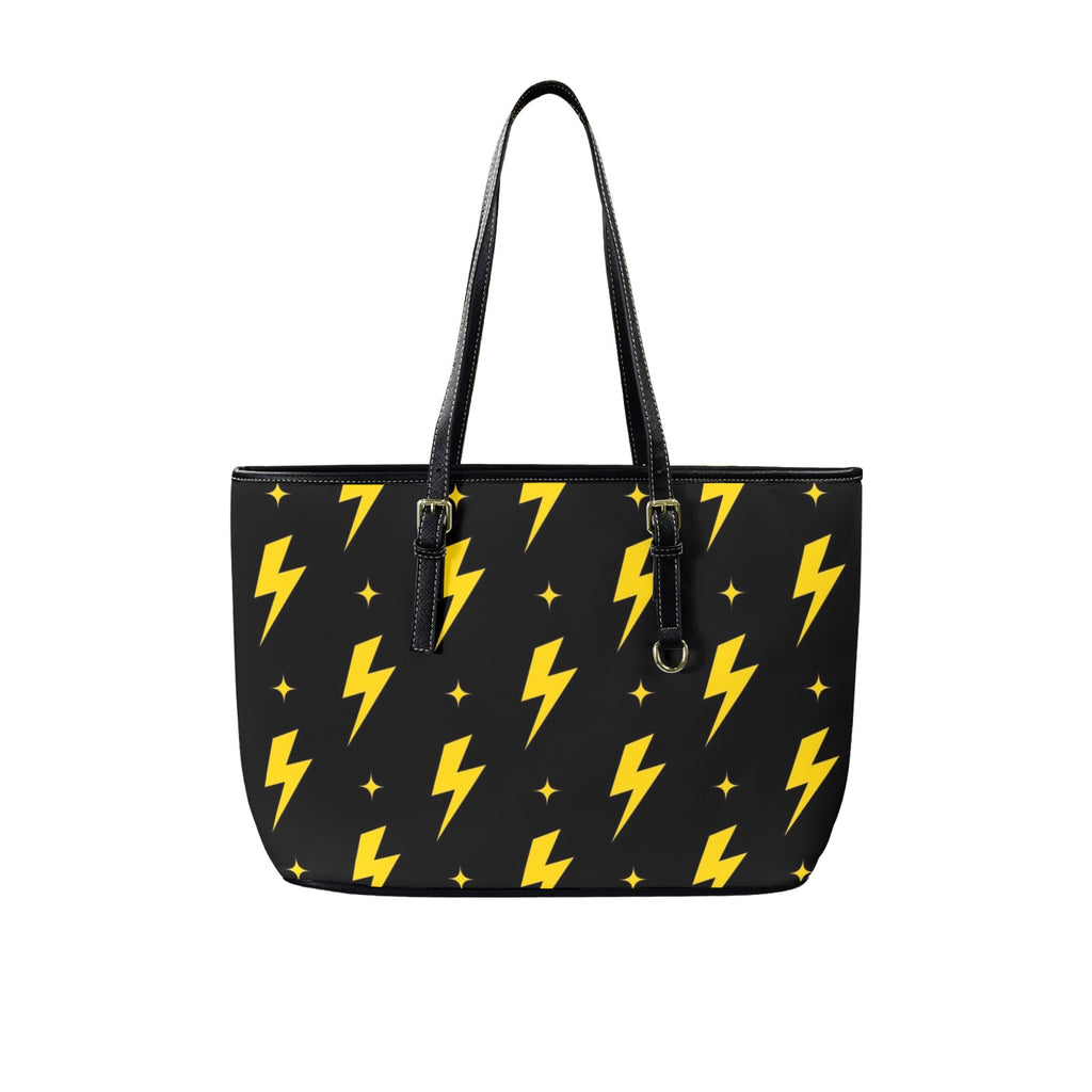 Yellow Lightning - Leather Tote Bag-Large
