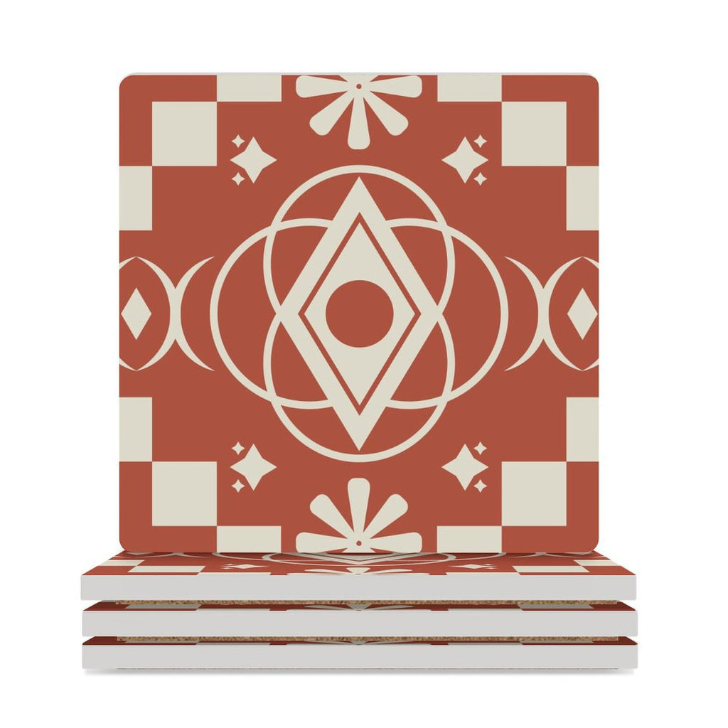 Art Deco - Ceramic Coasters (Square) white Ceramic Coasters Printed Offshore