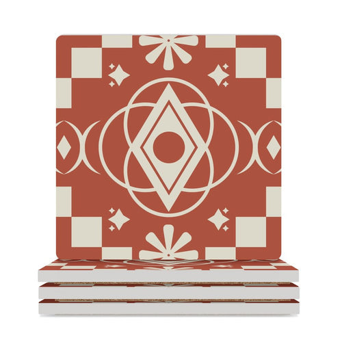 Art Deco - Ceramic Coasters (Square) white Ceramic Coasters Printed Offshore