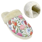 Australian Flowers Women's Fur Trim Thick-Sole Indoor Slippers Women's Fur Trimmed Slippers Plants Printed Offshore