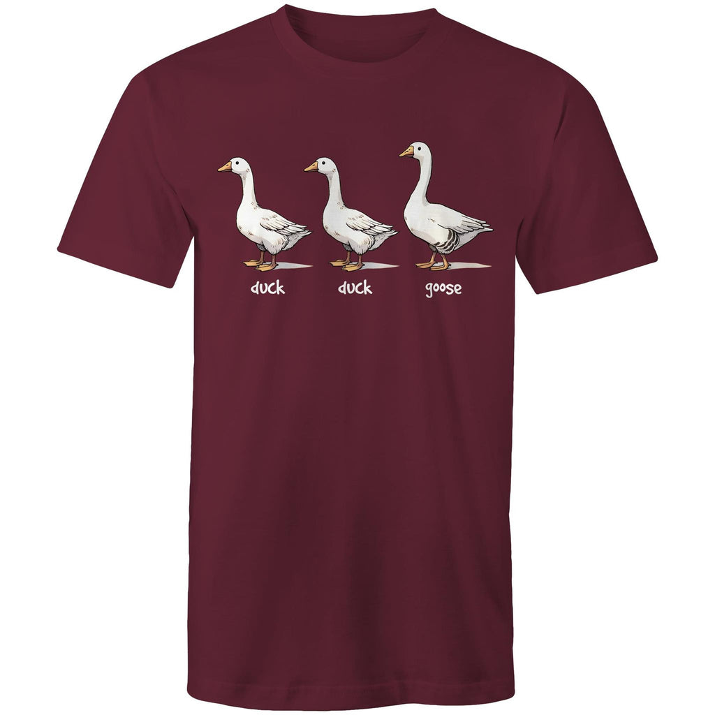 Duck Duck Goose - Mens T-Shirt Burgundy Mens T-shirt animal Games Printed In Australia