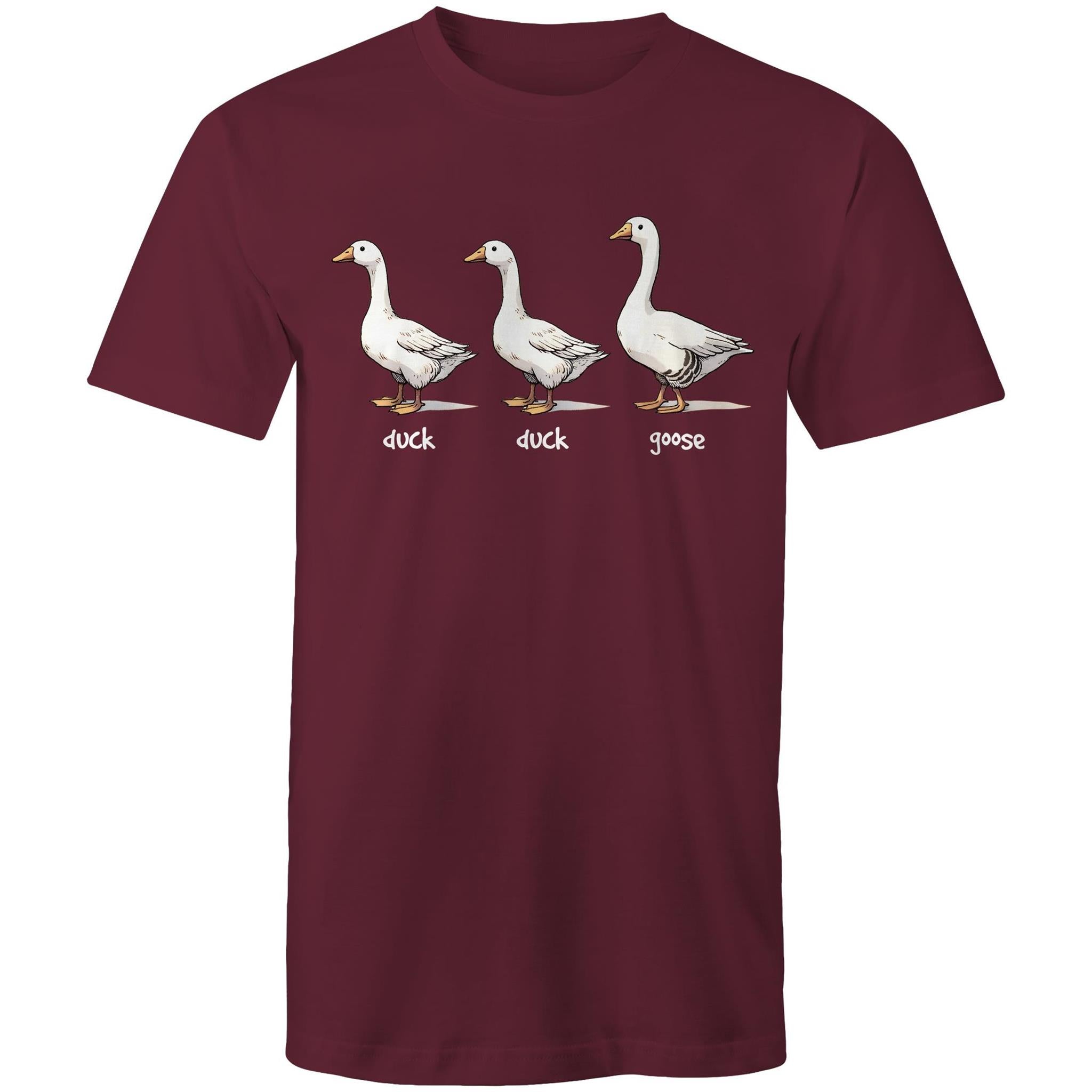 Duck Duck Goose - Mens T-Shirt Burgundy Mens T-shirt animal Games Printed In Australia
