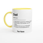 Personalised - Dad Definition - White 11oz Ceramic Mug with Color Inside Ceramic Yellow Personalised 11oz Mug Customise Dad Globally Fulfilled Name Personalise