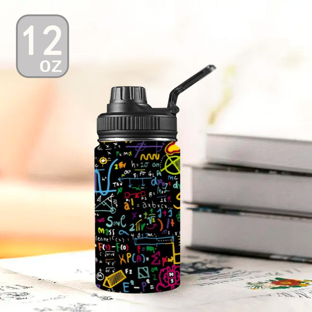 Math Scribbles Kids Water Bottle with Chug Lid (12 oz) Kids Water Bottle with Chug Lid Maths Printed Offshore