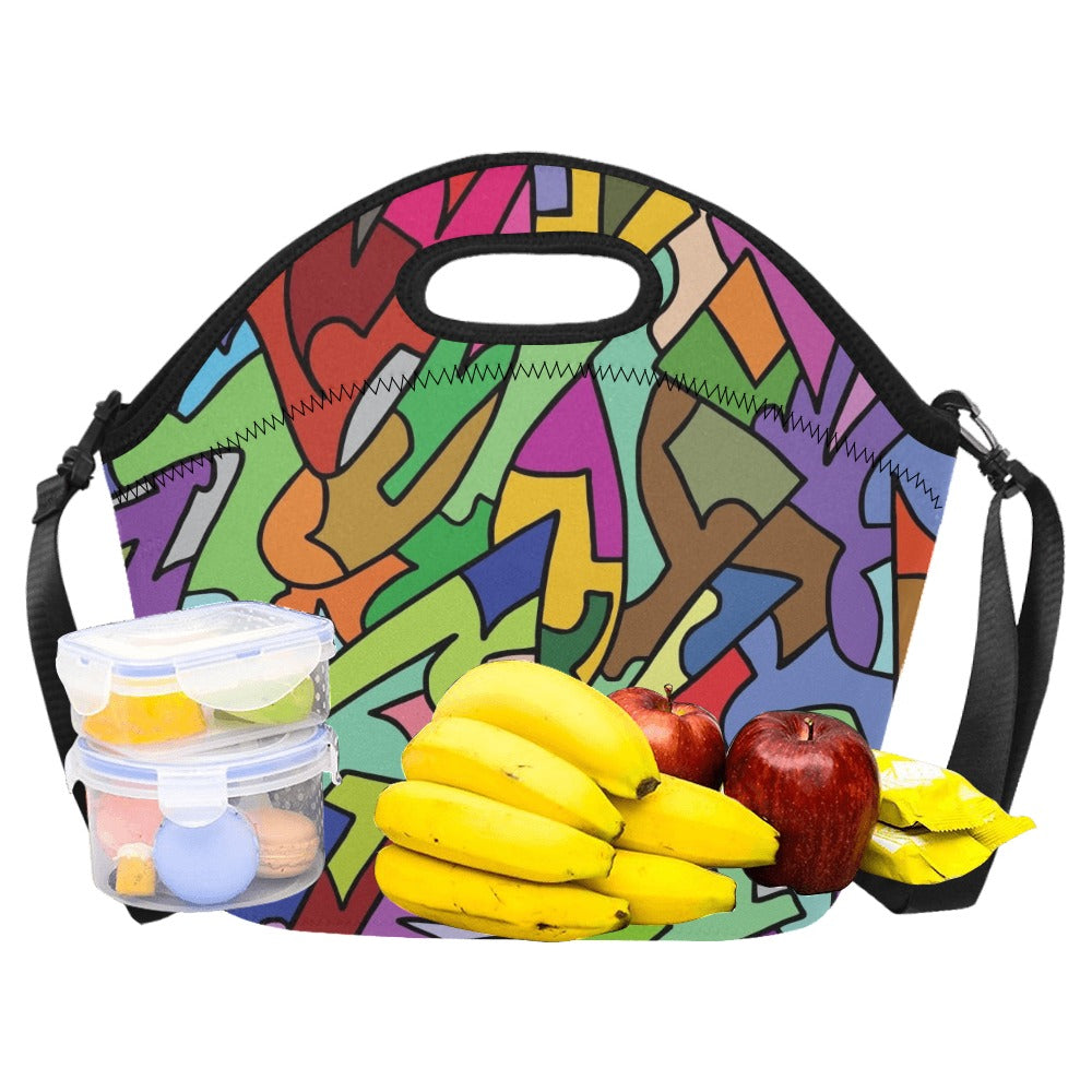 Bright Abstract - Neoprene Lunch Bag Neoprene Lunch Bag Printed Offshore