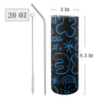 Blue Squiggle - 20oz Tall Skinny Tumbler with Lid and Straw