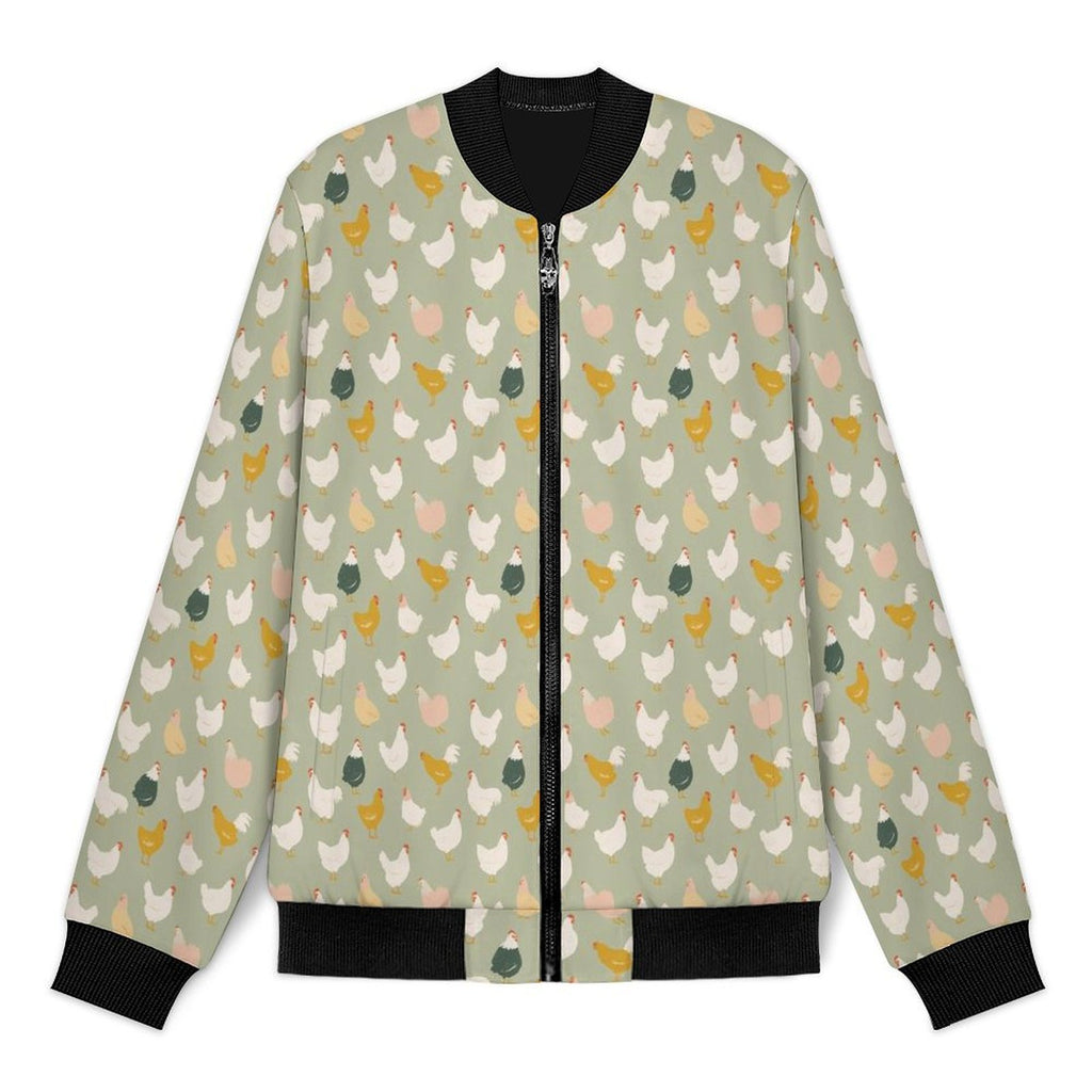 Chicken Life Men's Casual Zip‑Up Bomber Jacket