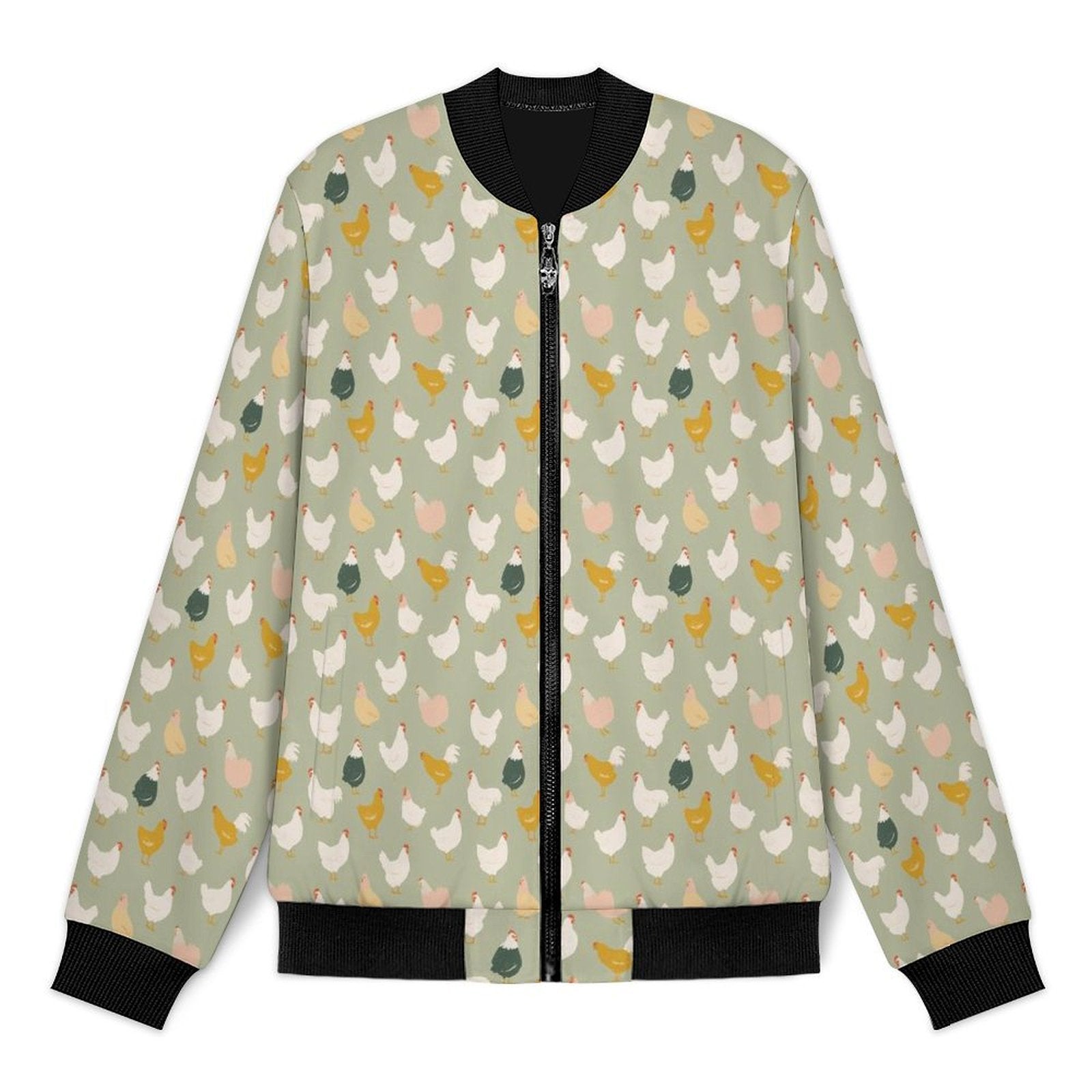 Chicken Life Men's Casual Zip‑Up Bomber Jacket