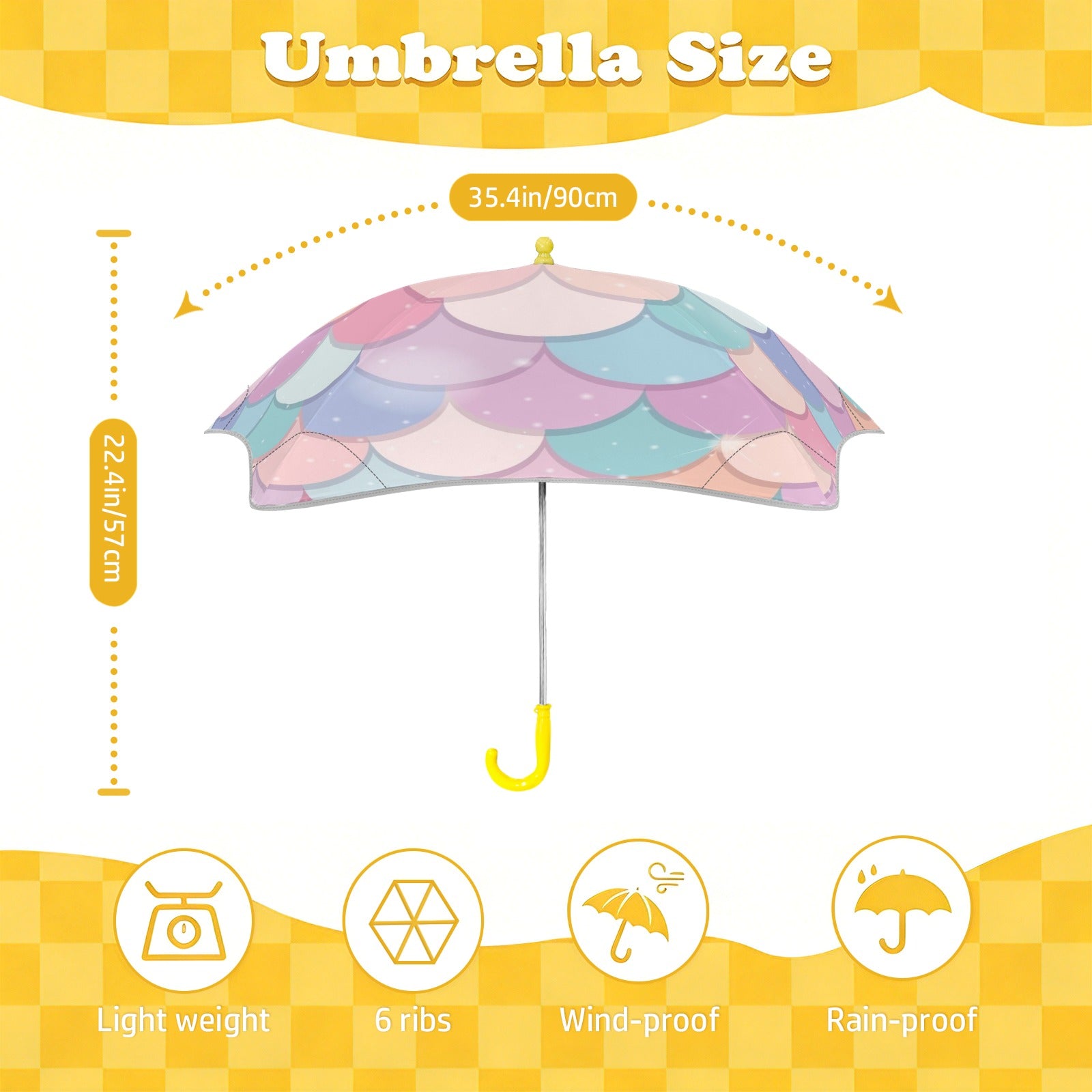 Mermaid Scales Kids Safe Round Corner Umbrella Kids Safe Round Corner Umbrella Ocean Printed Offshore
