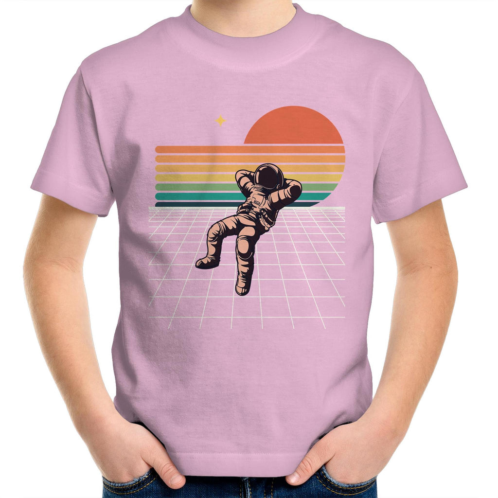 Retro Astronaut - Kids Youth T-Shirt Pink Kids Youth T-shirt Printed In Australia Space