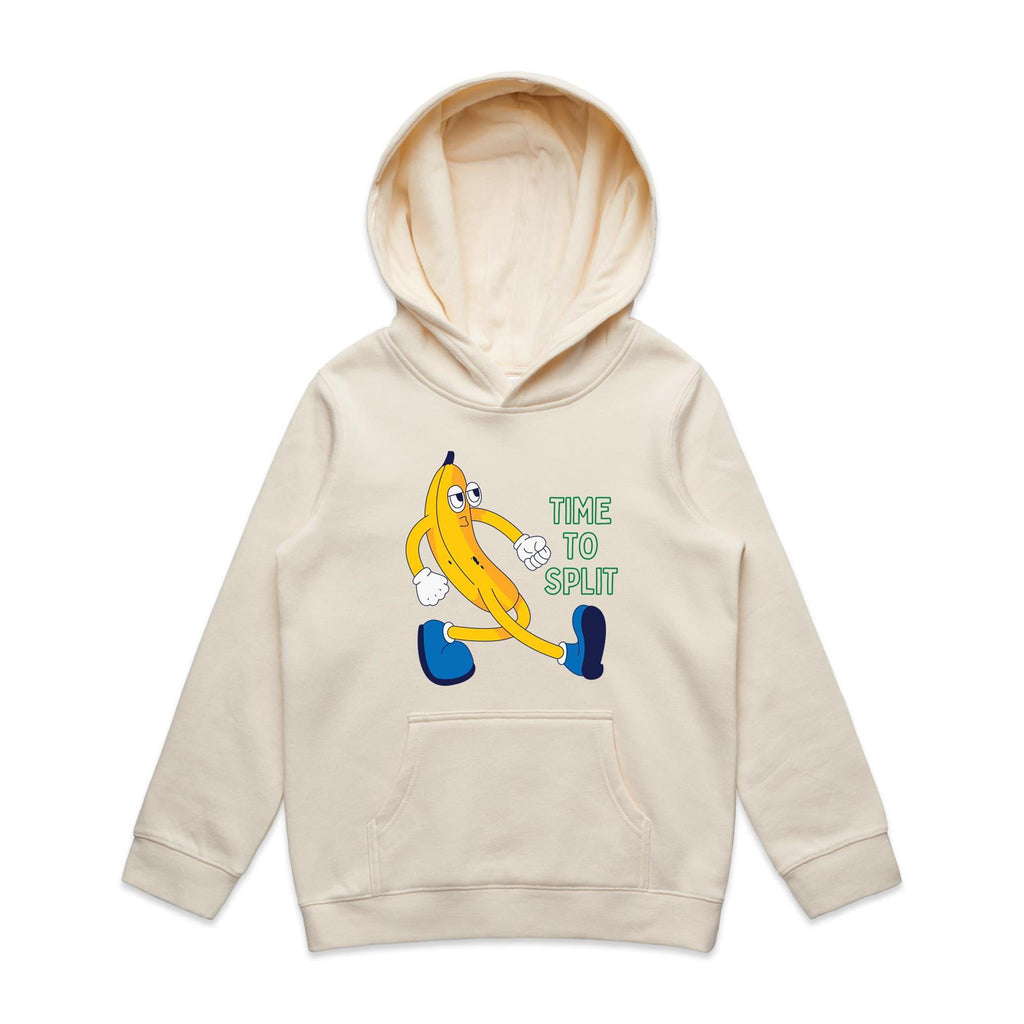 Banana, Time To Split - Kids Hoodie Ecru Kids Hoodie Printed In Australia