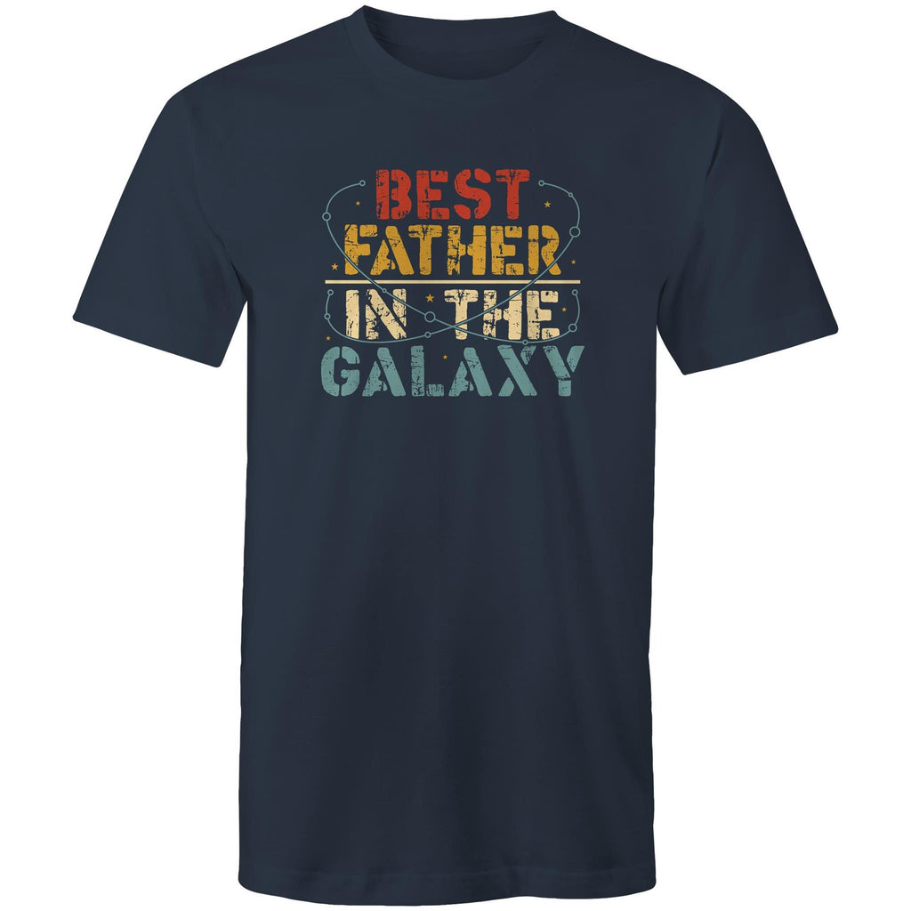 Best Father In The Galaxy - Mens T-Shirt Navy Mens T-shirt Dad Printed In Australia