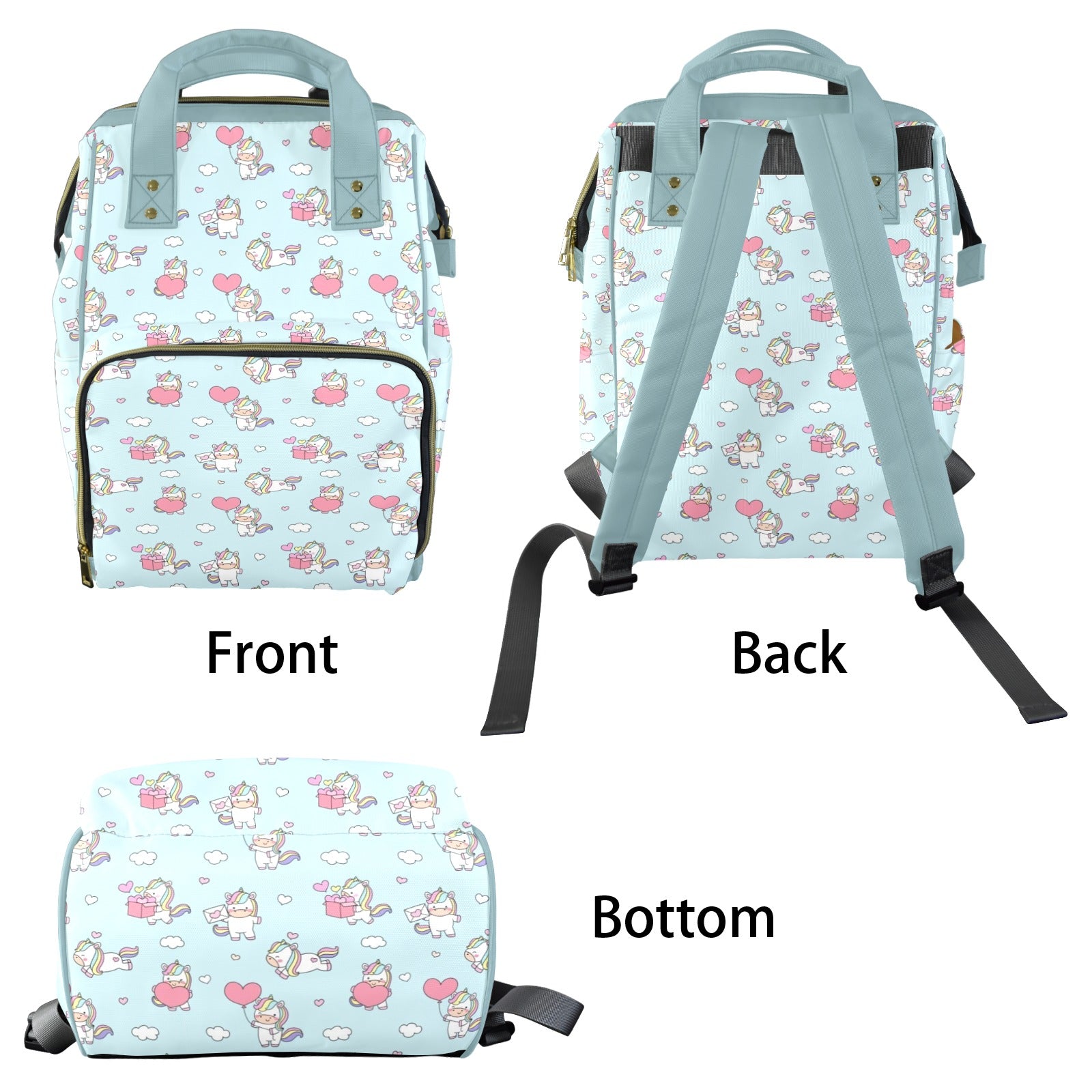 Rainbow Unicorn Multi-Function Backpack, Nappy / Diaper Bag Multi-function Backpack, Nappy / Diaper Bag animal Printed Offshore