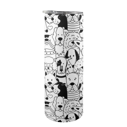 Black And White Dogs - 20oz Tall Skinny Tumbler with Lid and Straw