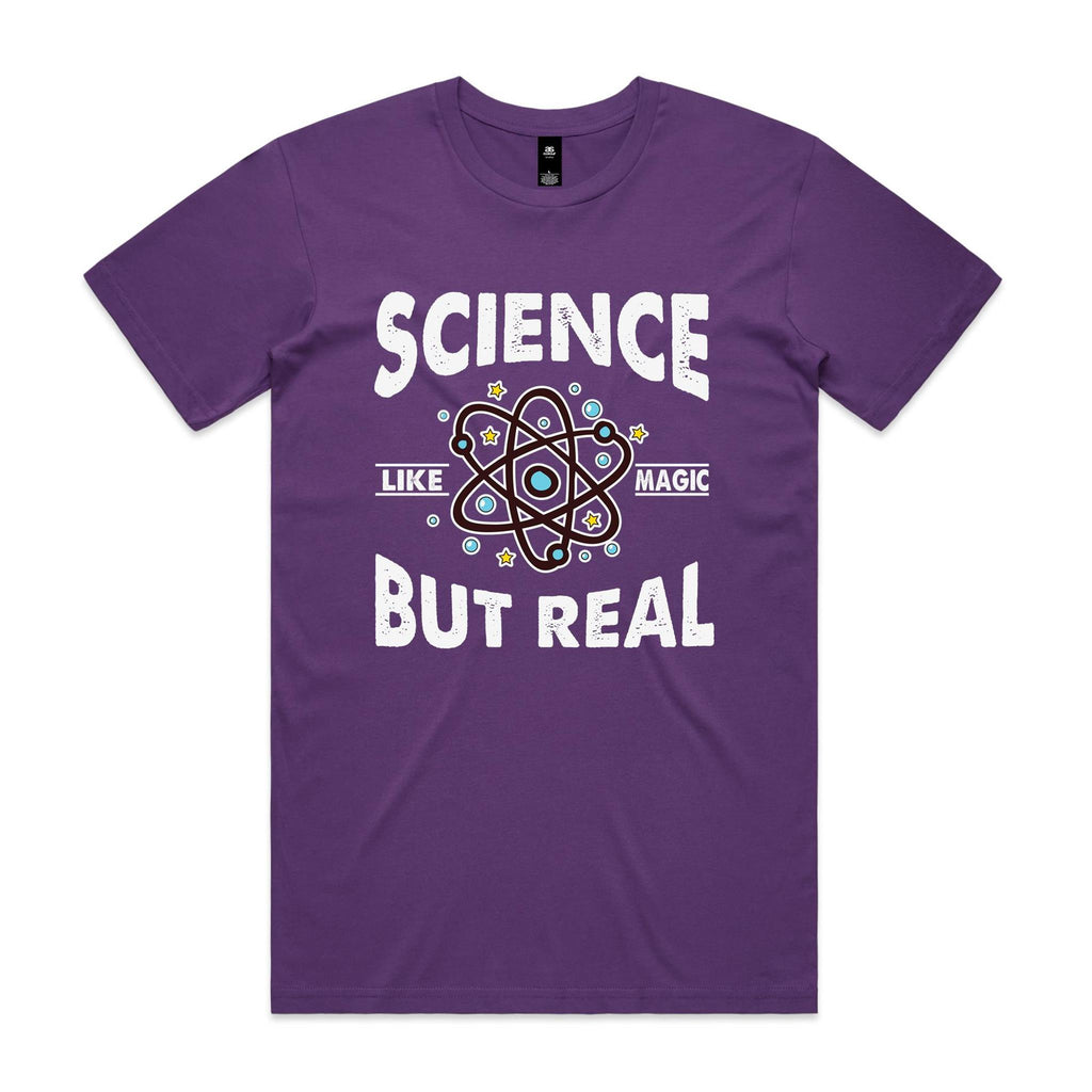 Science, It's Like Magic But Real Men's AS Colour T-shirt Purple Mens T-shirt Printed In Australia Science