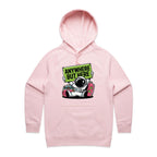 Astronaut, Anywhere But Here - Womens Hoodie Pink Womens Hoodie Printed In Australia Space