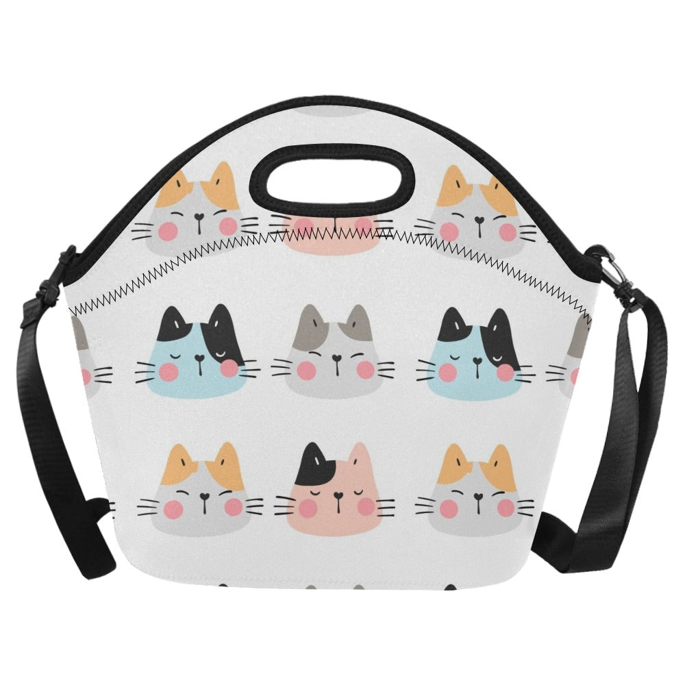 Cat Faces - Neoprene Lunch Bag One Size Neoprene Lunch Bag Printed Offshore