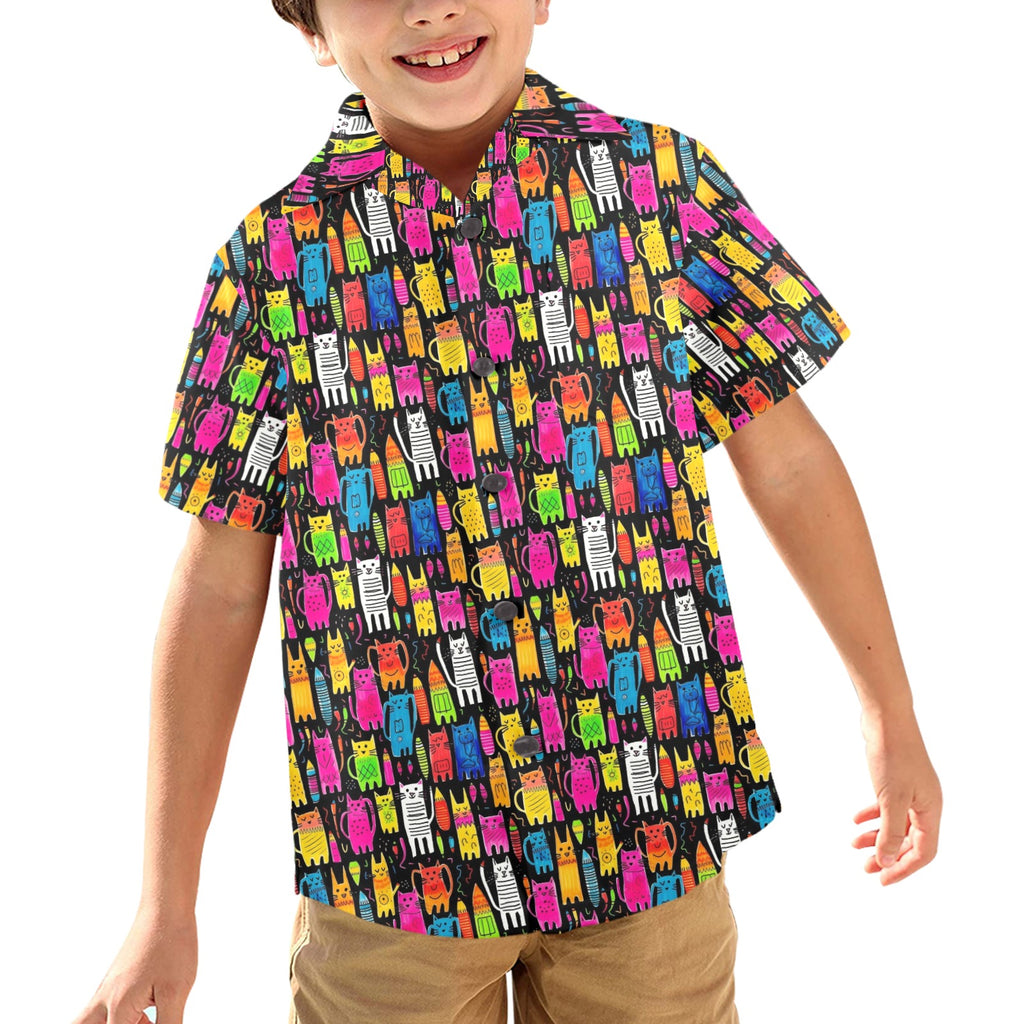Colourful Cats - Junior Kids Hawaiian Shirt