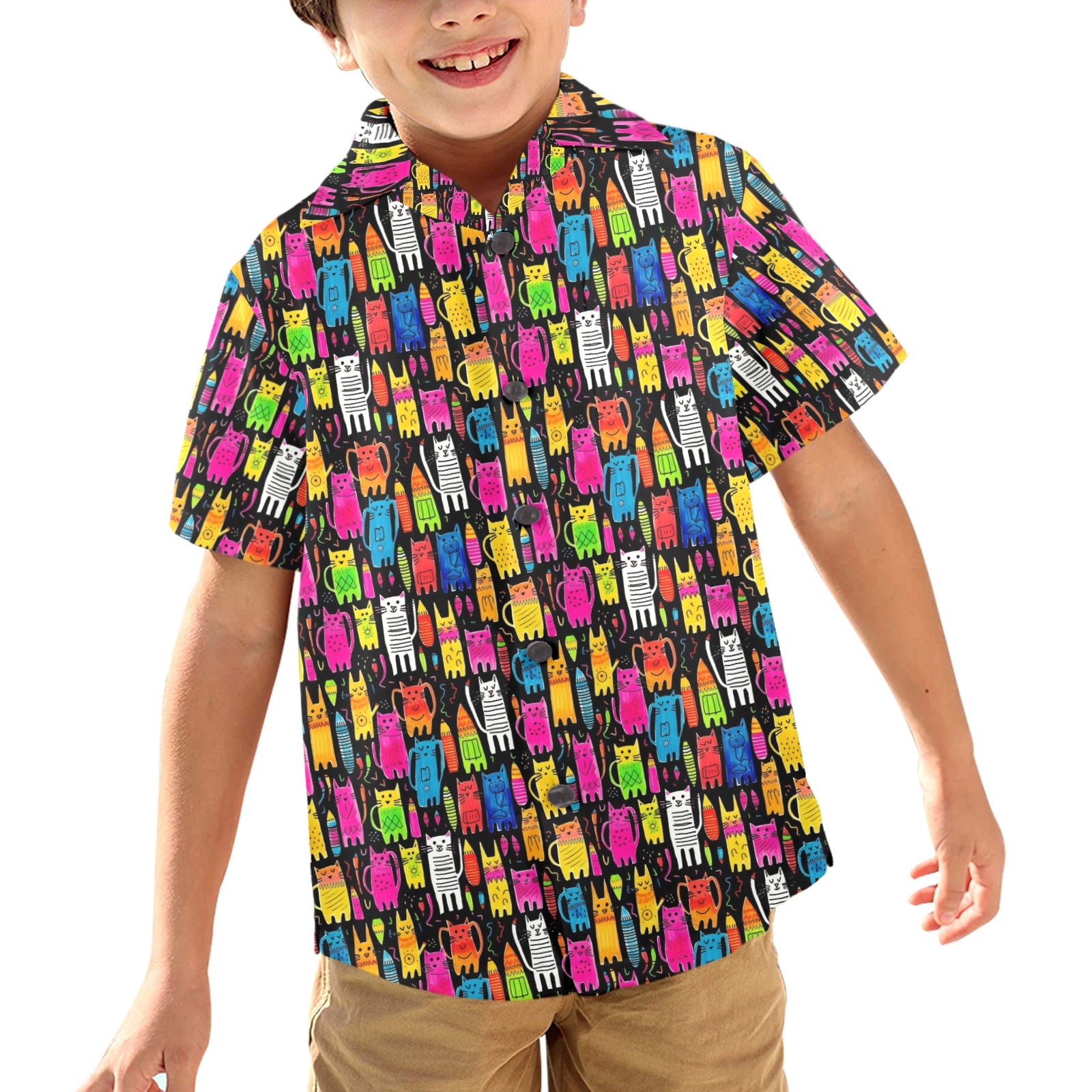 Colourful Cats - Junior Kids Hawaiian Shirt