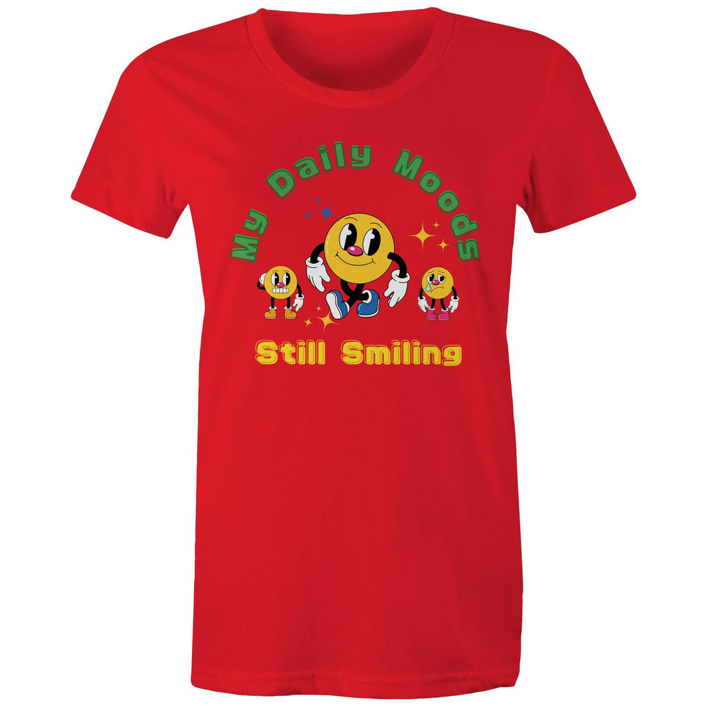 My Daily Moods - Womens T-shirt Red Womens T-shirt Printed In Australia