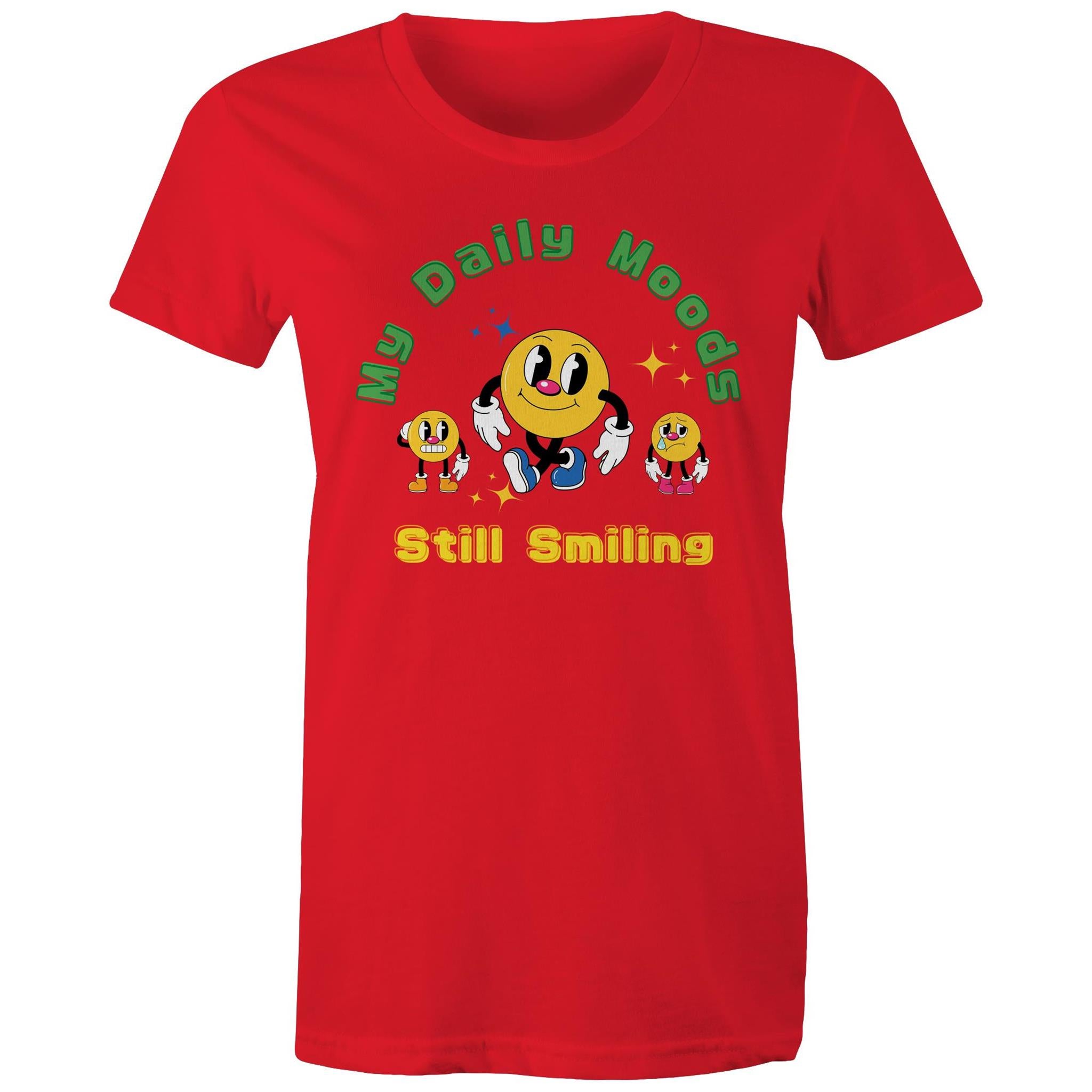 My Daily Moods - Womens T-shirt Red Womens T-shirt Printed In Australia