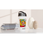 Personalised I Love Coffee, Retro Pop Art White 15oz Stainless Steel Travel Mug Personalised Travel Mug Coffee comic Globally Fulfilled Retro