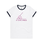 A-Cute Angle, Maths - Women's Ringer Tee White Navy Womens Ringer T-shirt Maths Printed In Australia