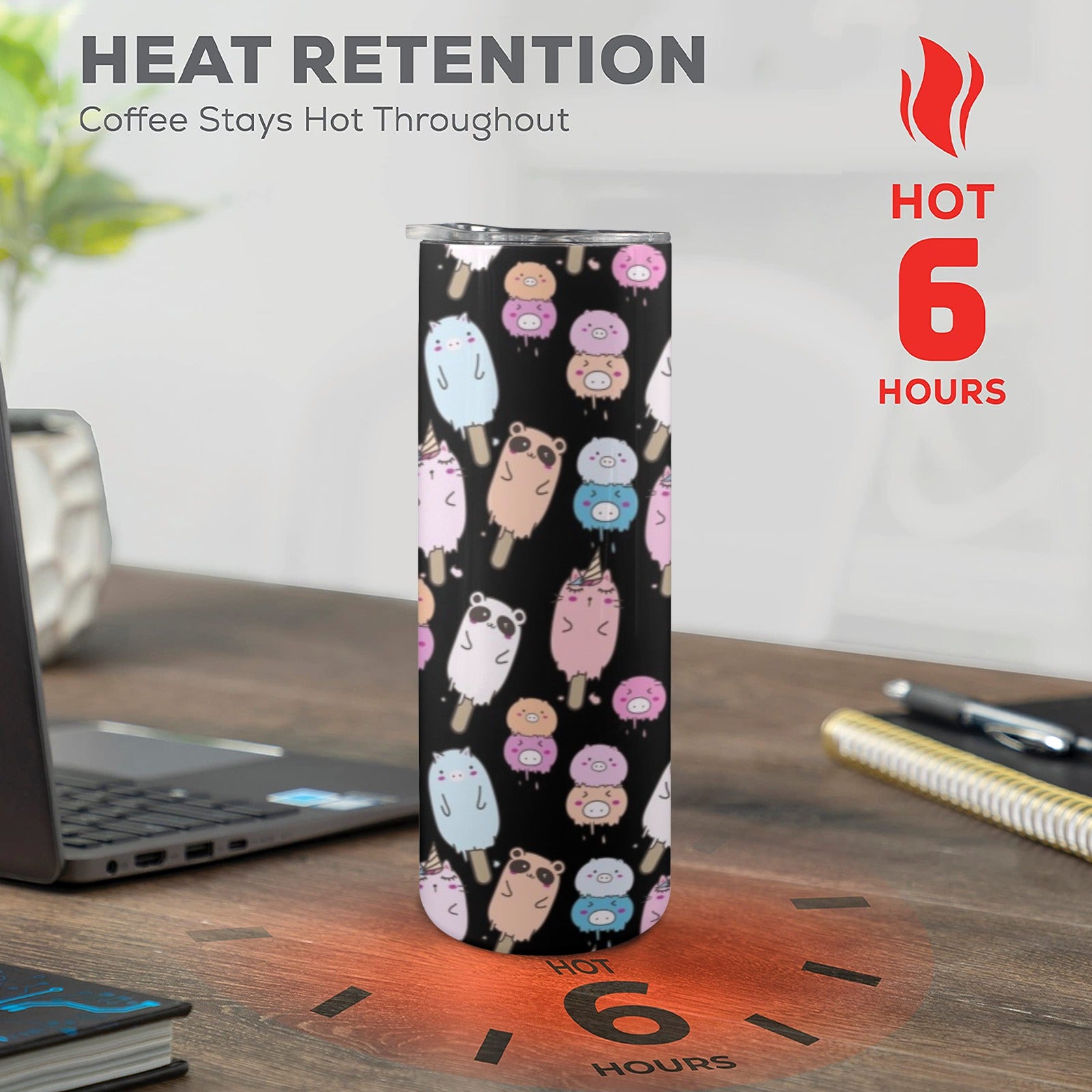 Cute Animal Ice Blocks - 20oz Tall Skinny Tumbler with Lid and Straw