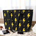 Yellow Lightning - Leather Tote Bag-Large