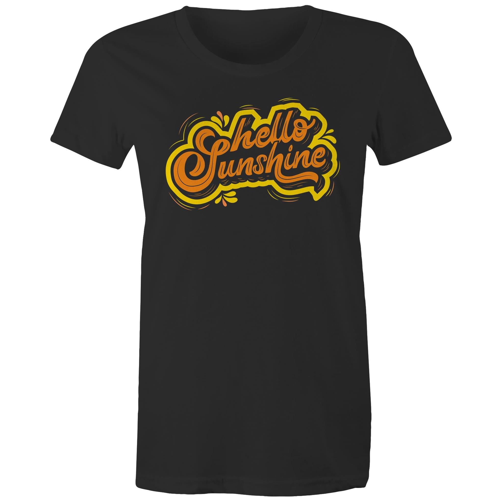 Hello Sunshine - Womens T-shirt Black Womens T-shirt Printed In Australia Summer