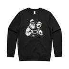 Alien Bigfoot Heart Hands - AS Colour Stencil Crew Black Sweatshirt Love Printed In Australia Sci Fi