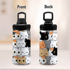 Cute Cartoon Cats - Kids Water Bottle with Chug Lid (12 oz) Kids Water Bottle with Chug Lid animal Printed Offshore