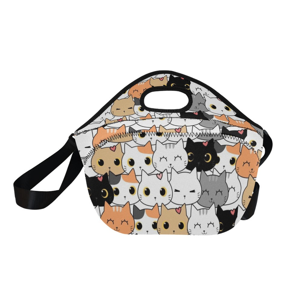 Cute Cartoon Cats - Neoprene Lunch Bag Neoprene Lunch Bag Printed Offshore