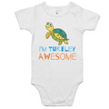 I'm Turtley Awesome AS Colour Baby Bodysuit White Baby Bodysuit Printed In Australia