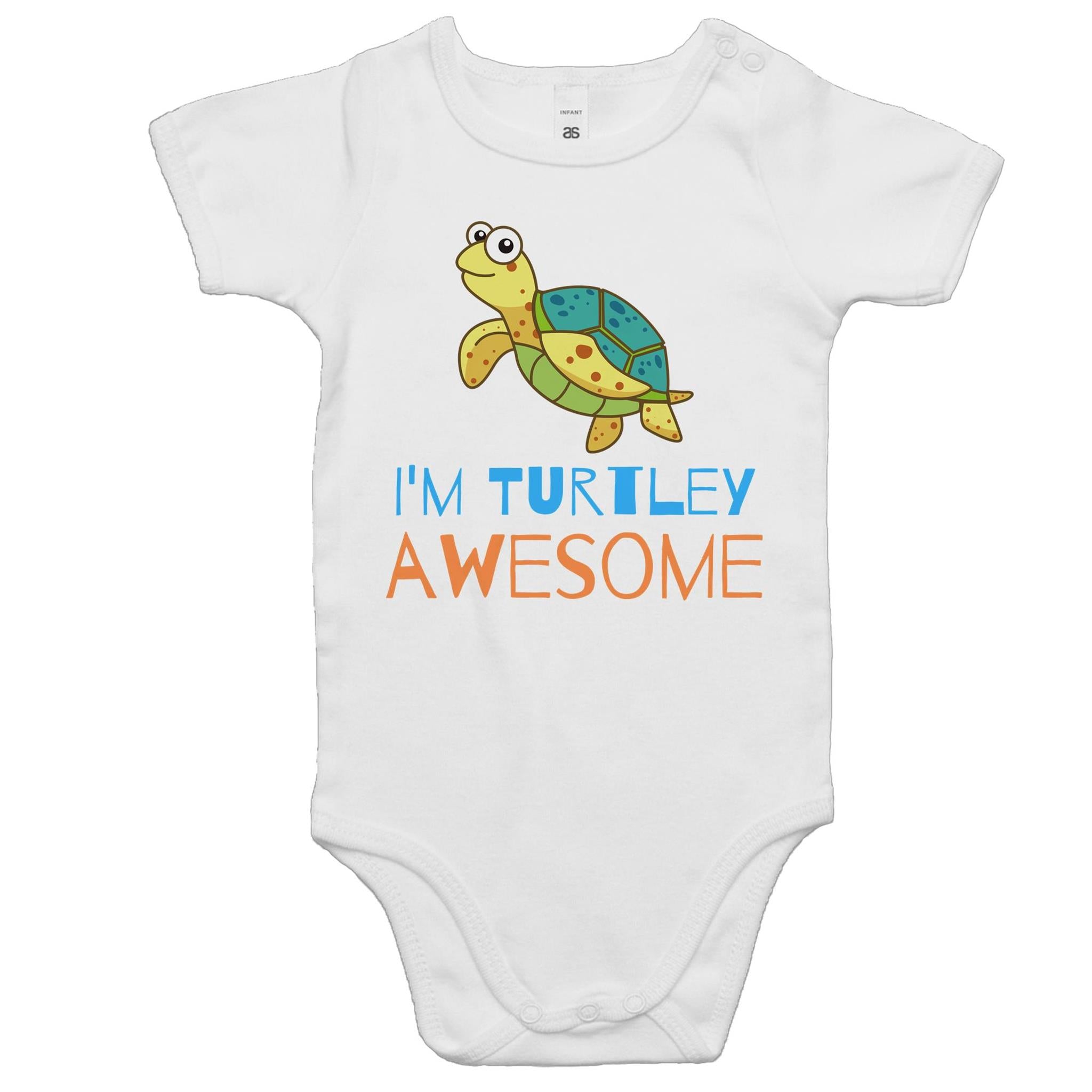 I'm Turtley Awesome - Baby Bodysuit White Baby Bodysuit Printed In Australia