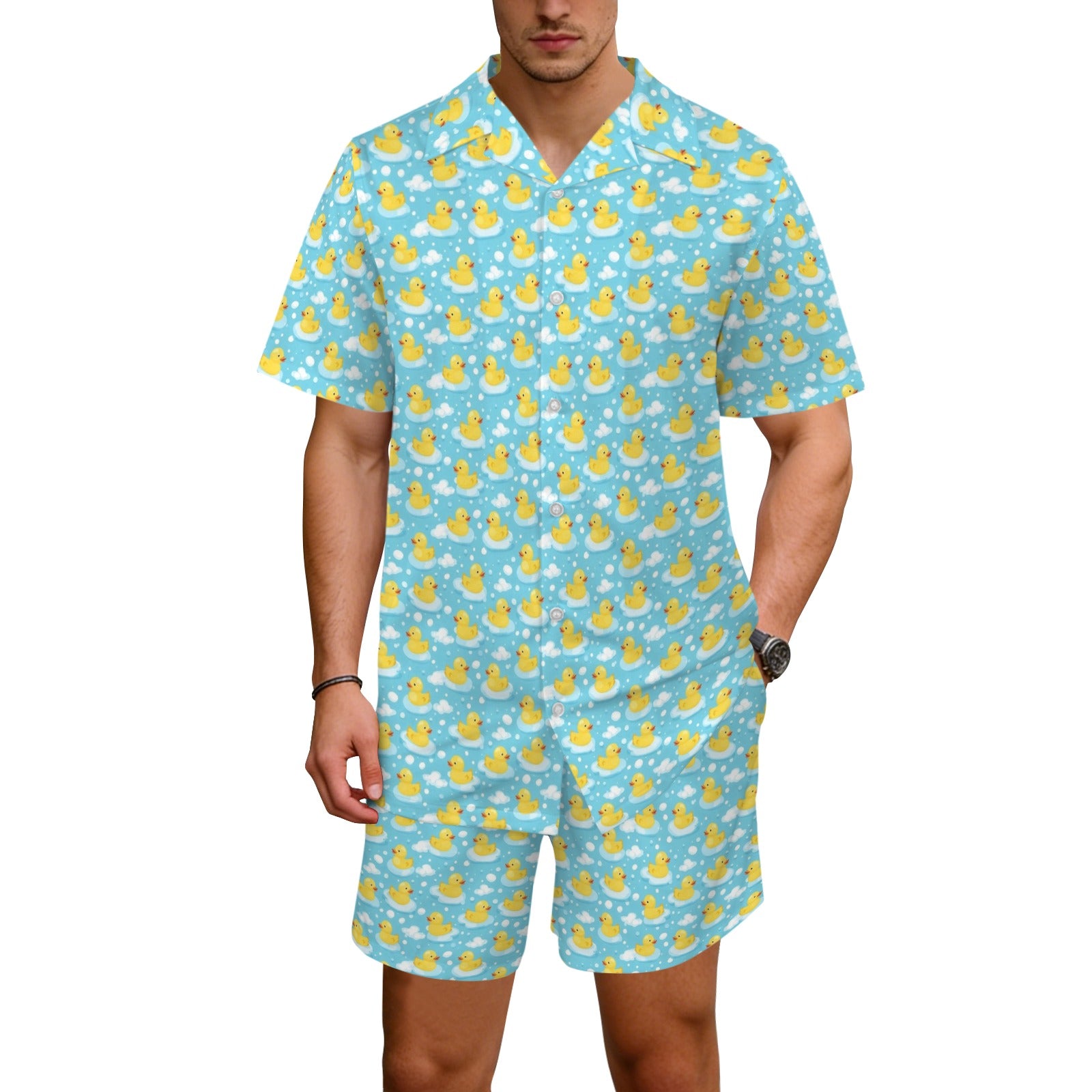 Rubber Ducks Men's Hawaiian Shirt & Shorts Set