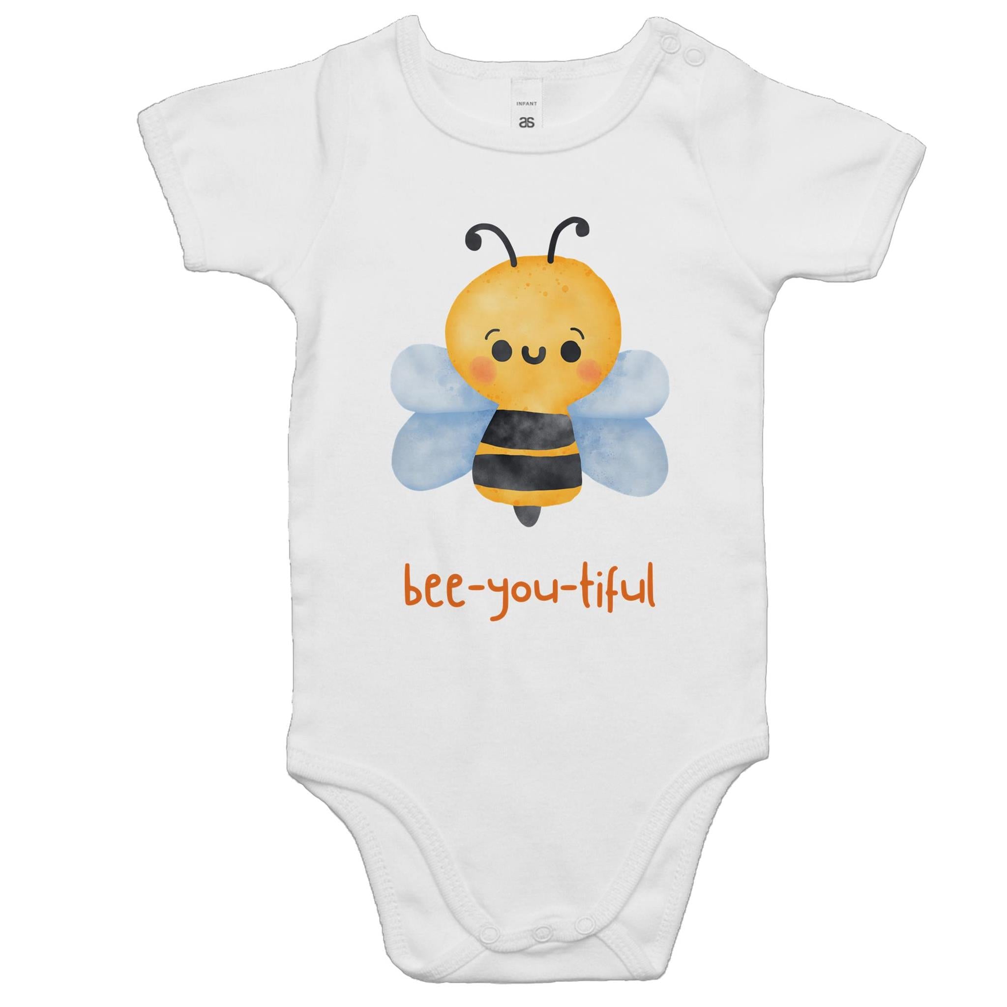 Bee-you-tiful - Baby Bodysuit White Baby Bodysuit Printed In Australia