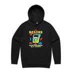 Fun Begins With The Press Of A Button, Games - Mens Hoodie Black Mens Hoodie Games Printed In Australia