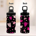 Pink Hearts - Kids Water Bottle with Chug Lid (12 oz)