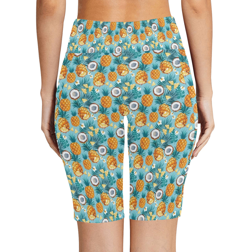 Pineapple Coconut Women's Bike Shorts With Side Pockets