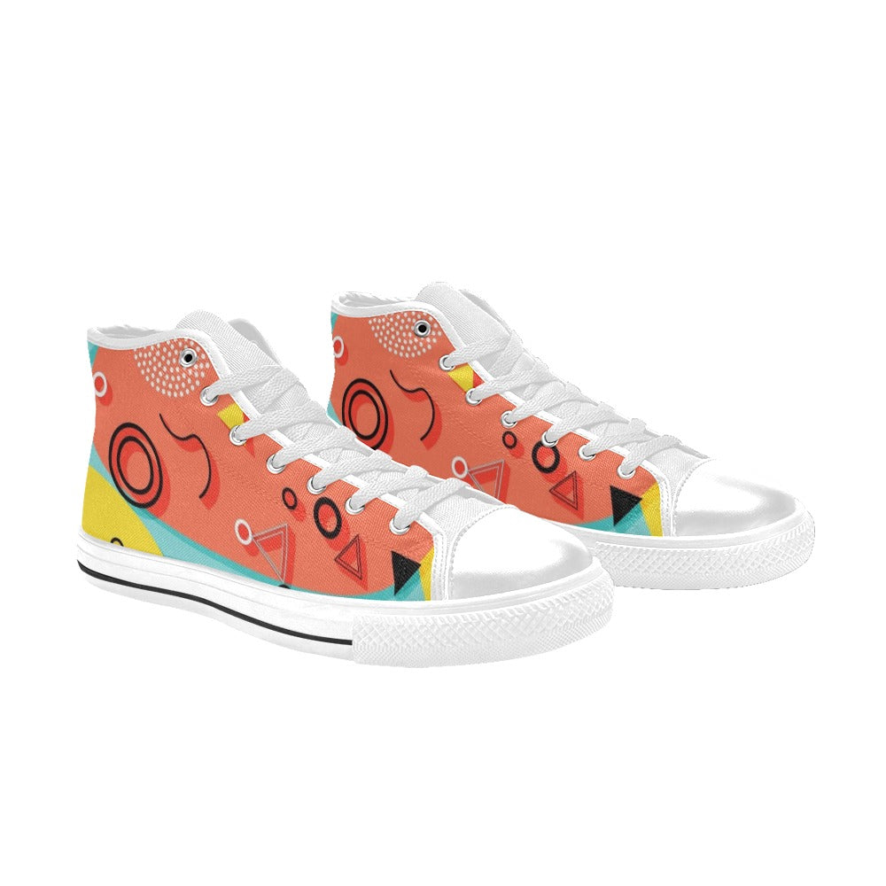 Abstract 80's - Women's High Top Canvas Shoes Womens Classic High Top Shoes Printed Offshore Retro