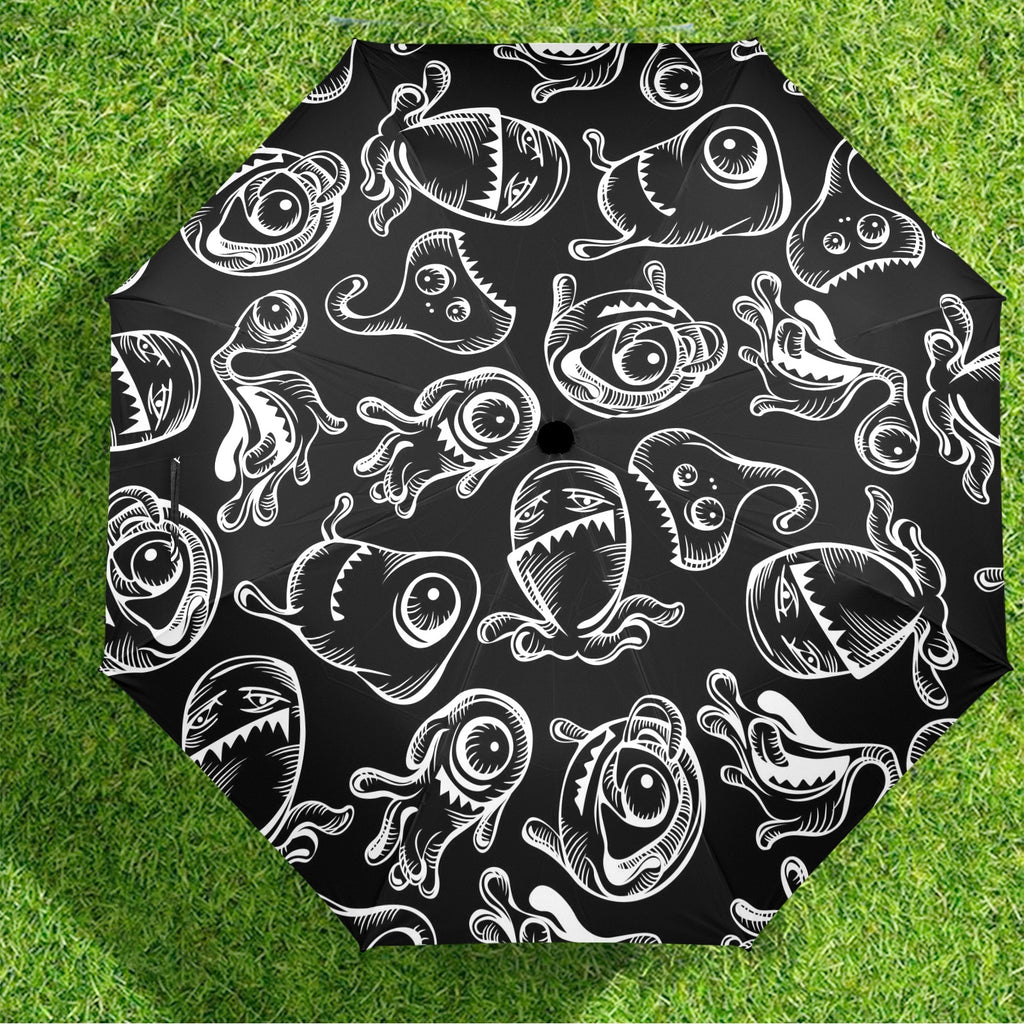 Monsters In Black And White - Semi-Automatic Foldable Umbrella (Model U12) Semi-Automatic Foldable Umbrella (U12)
